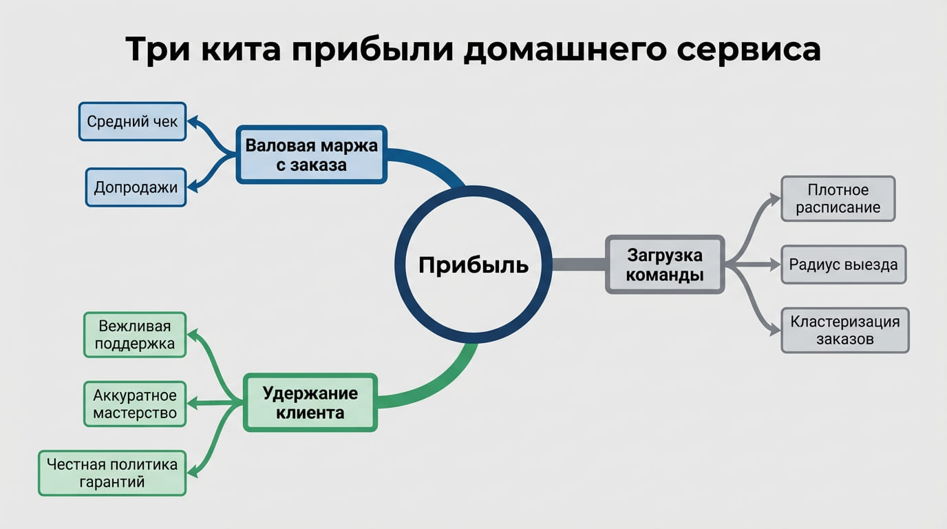 три кита прибыли домашнего сервиса